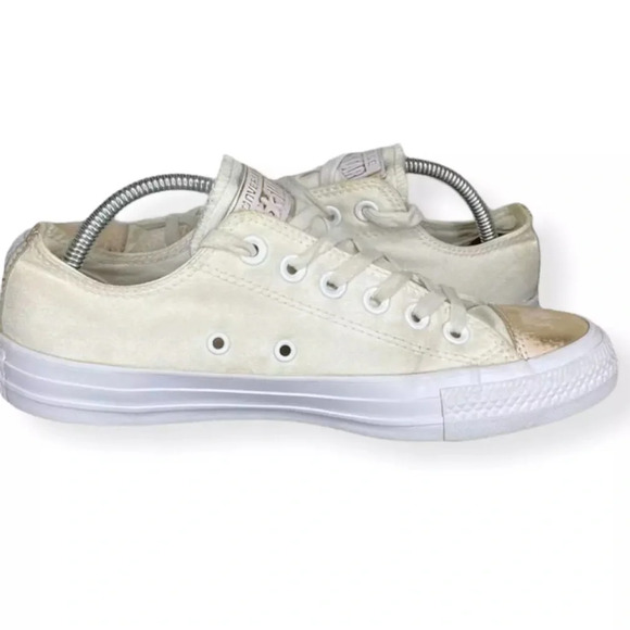 Converse All Star Low Women's Size 6 White + Distressed Rose Gold Sneakers Shoes - Picture 7 of 10
